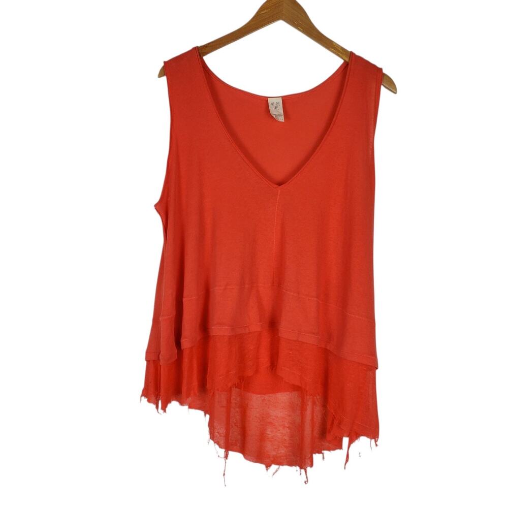 Free People Coral Peachy Oversized Cotton Layered Tank XS S M L Sleeveless Top - Picture 2 of 14